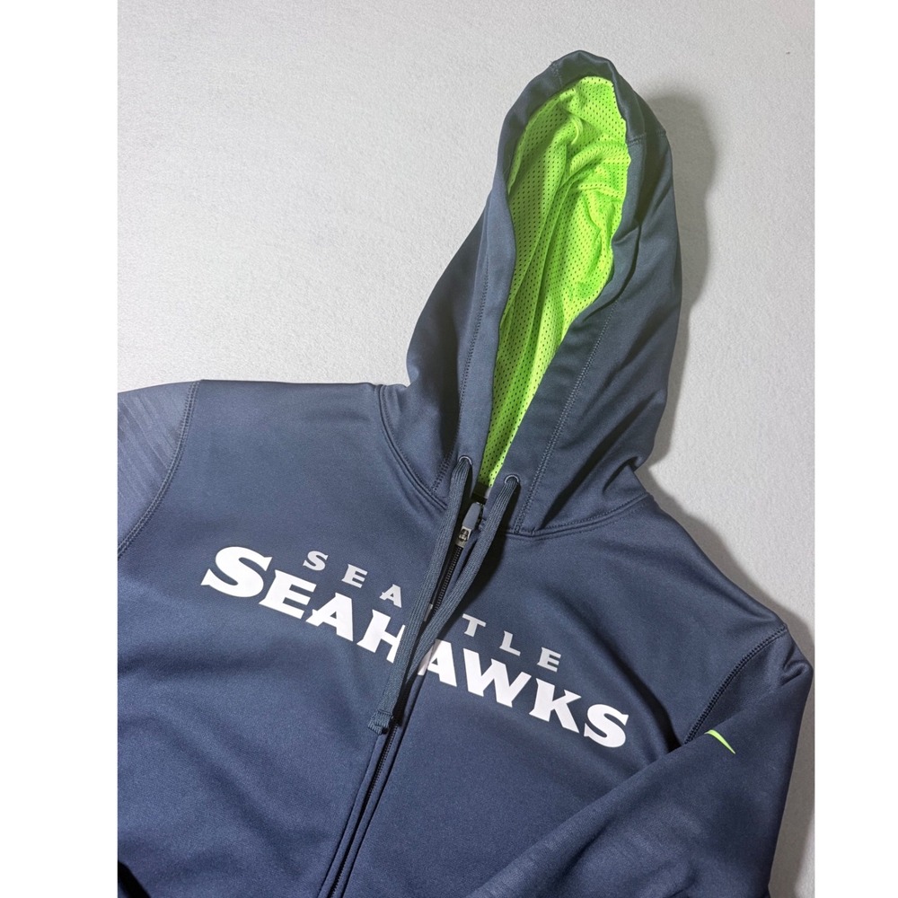 Nike Seattle Seahawks Therma-FIT Full Zip Hoodie Mens Small Navy Blue NFL